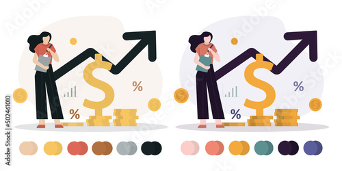 Recession of money value on finance market. Price increase, business risk and percentage rate. Economy default, devaluation and inflation concept.