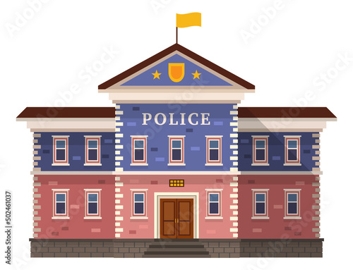 Police department icon. City public service building