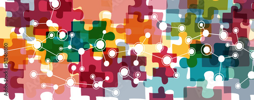 Colorful jigsaw puzzles on a white background