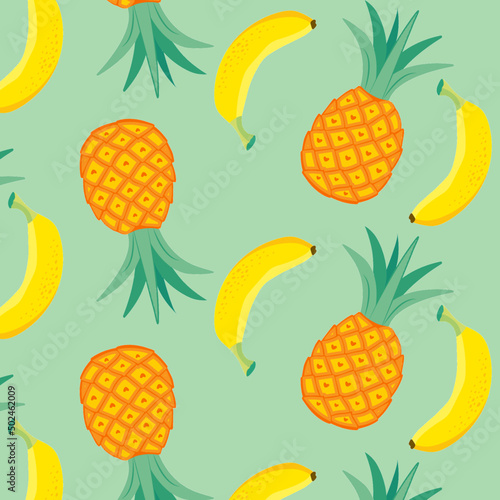 pineapples and bananas pattern tropical summer