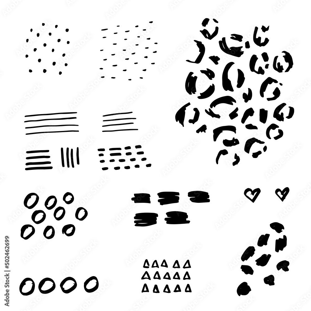 Various sketchy doodle hapes and objects. Freehand black hearts, curves, dots, spiral, leaves, leopard shapes. Grunge style. Hand drawn abstract vector set. Various sketchy doodle hapes and objects. Freehand black hearts, curves, dots, spiral, leaves, leopard shapes. Grunge style. Hand drawn abstract vector set.
