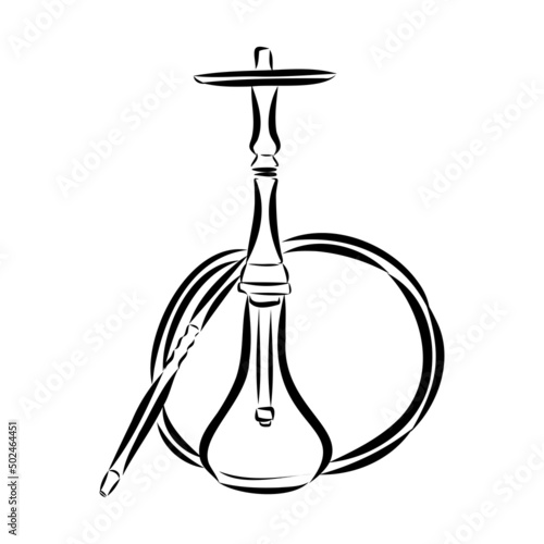 Shisha, hookah hand drawn doodle vector .Illustration isolated on chalkboard for hookah bar or lounge. vector illustration of hookah with smoking pipe, hubble bubble, oriental bar.