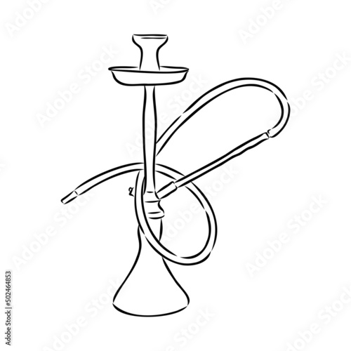 Shisha, hookah hand drawn doodle vector .Illustration isolated on chalkboard for hookah bar or lounge. vector illustration of hookah with smoking pipe, hubble bubble, oriental bar.