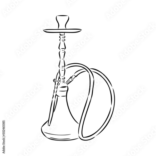 Shisha, hookah hand drawn doodle vector .Illustration isolated on chalkboard for hookah bar or lounge. vector illustration of hookah with smoking pipe, hubble bubble, oriental bar.