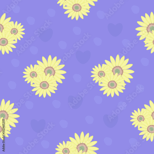 Cute floral seamless pattern on blue background