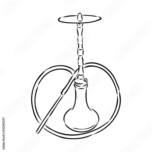 Shisha, hookah hand drawn doodle vector .Illustration isolated on chalkboard for hookah bar or lounge. vector illustration of hookah with smoking pipe, hubble bubble, oriental bar.