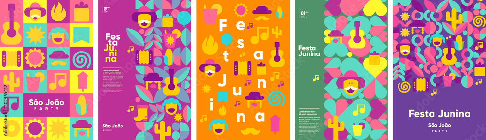 Festa Junina. Vector illustrations. Music Festival. Simple, minimalist icons. Festive banner, poster, cover. Festa Junina. Vector illustrations. Music Festival. Simple, minimalist icons. Festive banner, poster, cover.