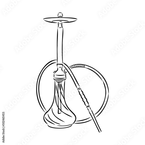 Shisha, hookah hand drawn doodle vector .Illustration isolated on chalkboard for hookah bar or lounge. vector illustration of hookah with smoking pipe, hubble bubble, oriental bar.