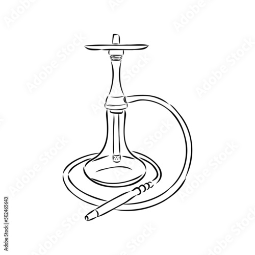 Shisha, hookah hand drawn doodle vector .Illustration isolated on chalkboard for hookah bar or lounge. vector illustration of hookah with smoking pipe, hubble bubble, oriental bar.