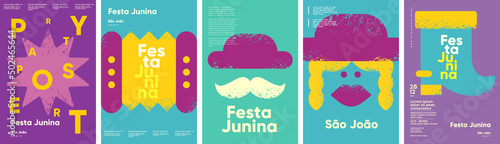 Festa Junina. Vector illustrations. Music Festival. Simple, minimalist icons. Festive banner, poster, cover.