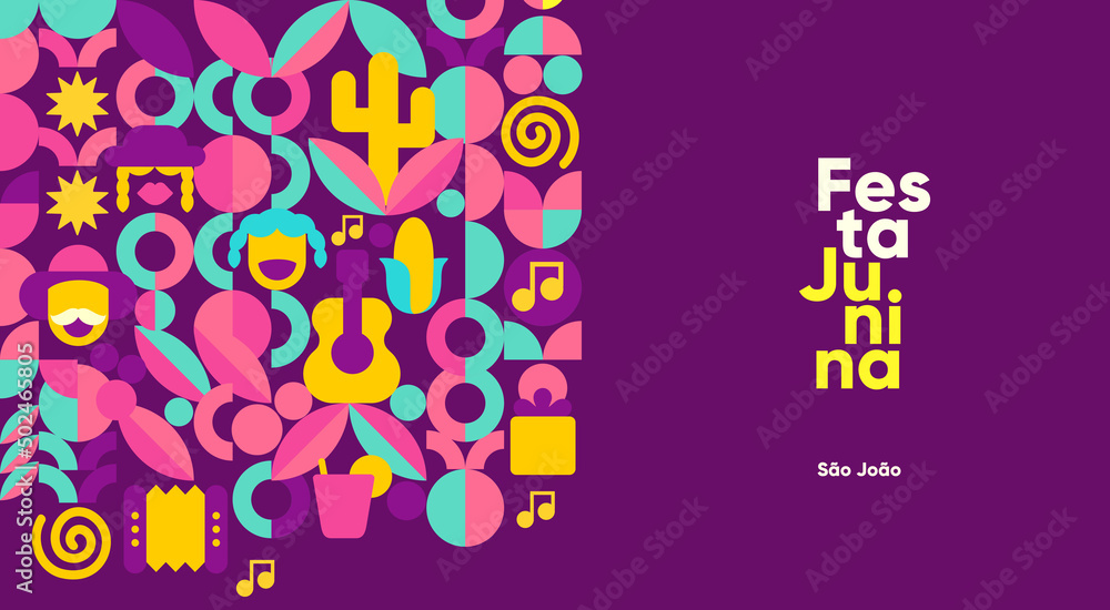 Festa Junina. Vector illustrations. Music Festival. Simple, minimalist icons. Festive banner, poster, cover.