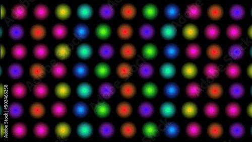 Animated multicolored disco retro light bulbs