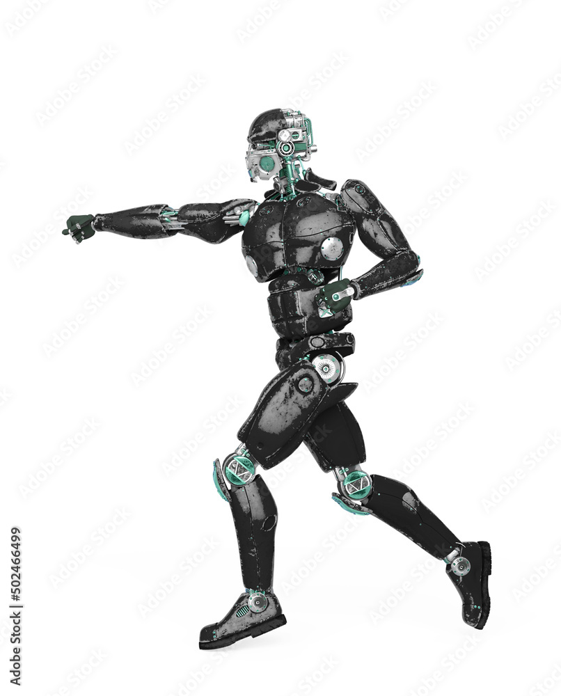 robot test is doing a karate pose