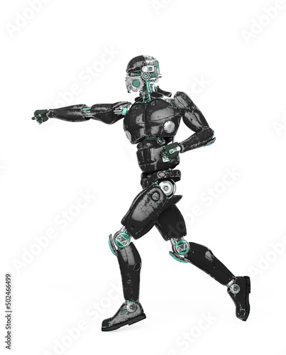 robot test is doing a karate pose