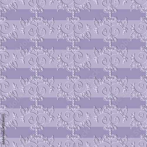 Vintage pattern. Vector decorative lilac background with curls. Design for textiles, wallpaper