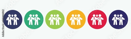 Set collection of 6 buttons with a businessmen group and a light bulb, concept of business idea icon.