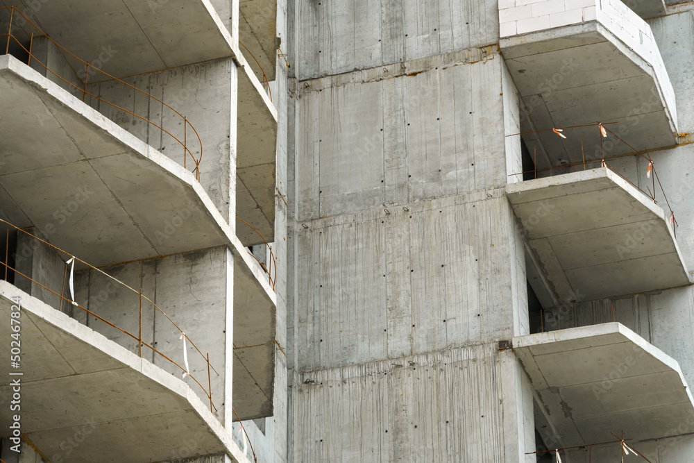 construction of a modern high-rise building of residential complex, the ...