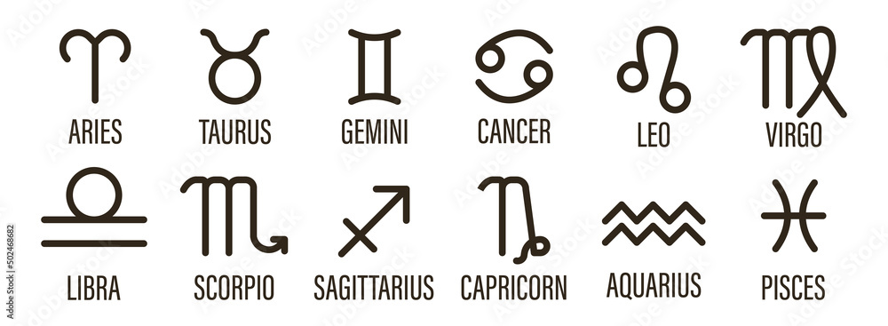 Vector flat and simple zodiac signs Stock Vector | Adobe Stock