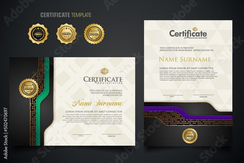 certificate template with Luxury realistic texture pattern,diploma and vector Luxury premium badges design. New Collections