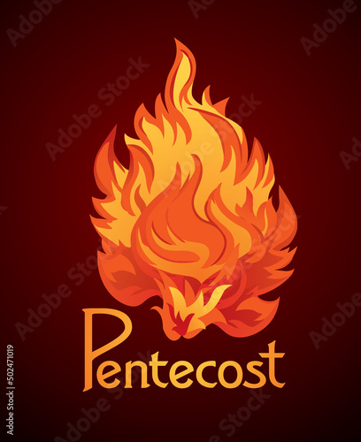 Pentecost sunday. Baptism with the Holy Spirit. Vector drawing icon