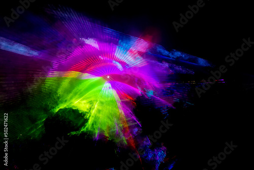 Colorful laser light burst motion. Abstract background