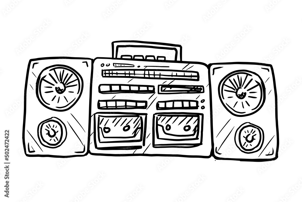 Old cassette and CD recorder vector illustration