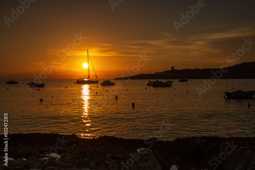 A sequence of sunrise images taken at Saint Paul's Bay, Malta, Europe. photo
