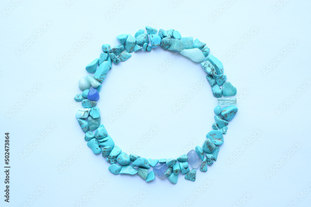 Round frame made of turquoise semi-precious stones with place for text. Round frame made of turquoise semi-precious stones with place for text.