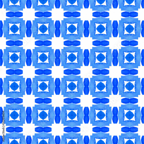 Mosaic seamless pattern. Blue immaculate boho
