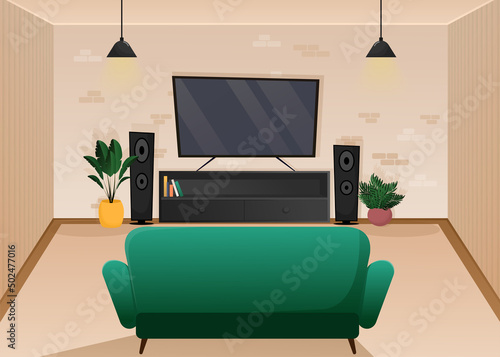 Living room in flat style. Cartoon vector illustration. Isolated background. Flat design style vector illustration