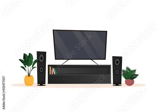 Home theater mockup for concept design. Isolated background. Vector concept