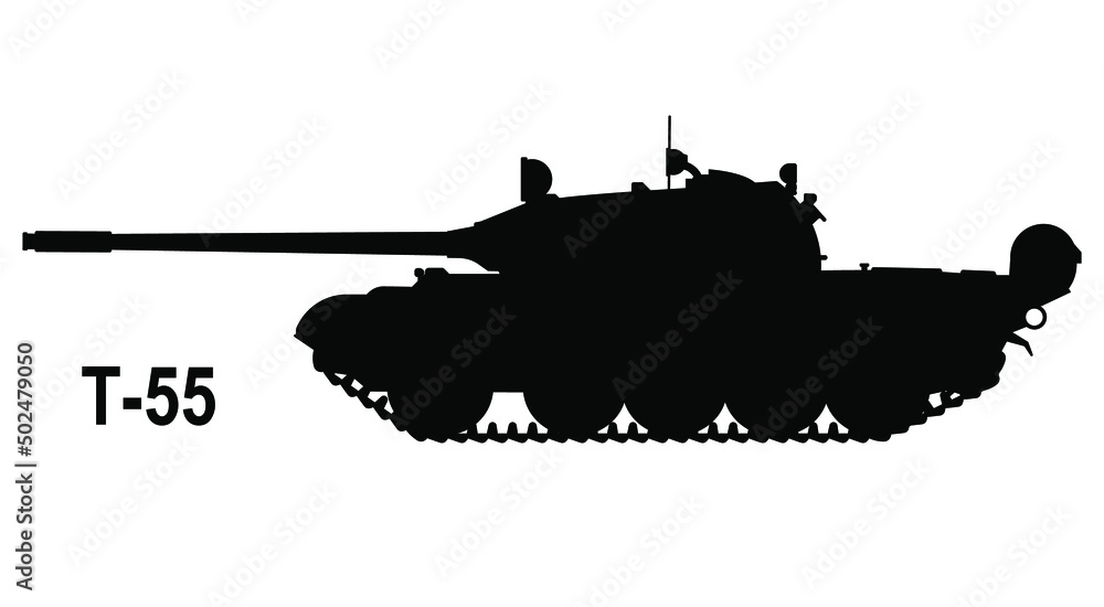 Battle tank T-55. Tank icon. Vector illustration. Tank silhouette Battle tank T-55. Tank icon. Vector illustration. Tank silhouette