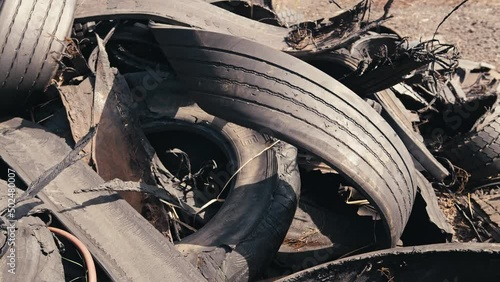Old car wheel trash