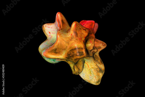 Holographic fluid abstract twisted 3D vector shape for your trendy design. Chrome metal bright shape for design banners and posters. Isolated on black background 