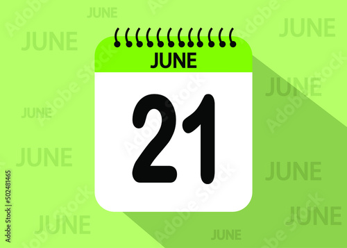 21 june calendar icon green. Banner for June dates