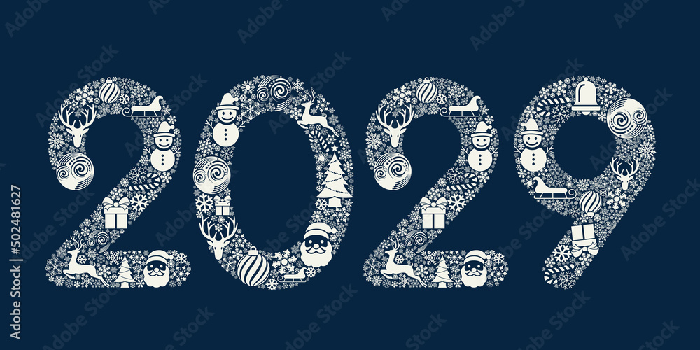 2029 Happy New Year in golden design, Holiday greeting card design. 2029 Happy New Year in golden design, Holiday greeting card design.