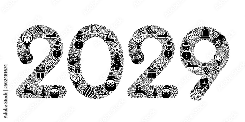 2029 Happy New Year in golden design, Holiday greeting card design. 2029 Happy New Year in golden design, Holiday greeting card design.