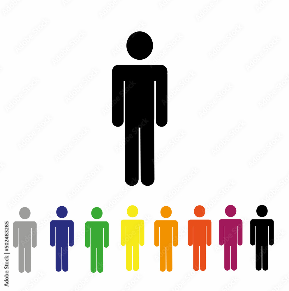 flat illustration of a person's icon, pictogram, design of people's symbols isolated on a white background set of multicolored figures of people flat illustration of a person's icon, pictogram, design of people's symbols isolated on a white background set of multicolored figures of people