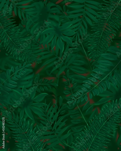 Exotic green leaves background