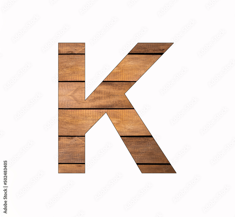 Obraz premium Capital letter K - Rustic wooden boards with grooves