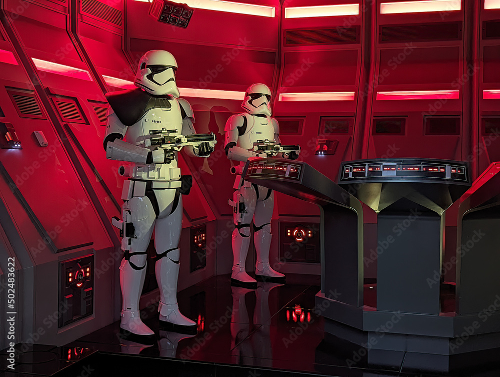 Stormtroopers in Rise of the Resistance Star Wars ride Stock Photo ...