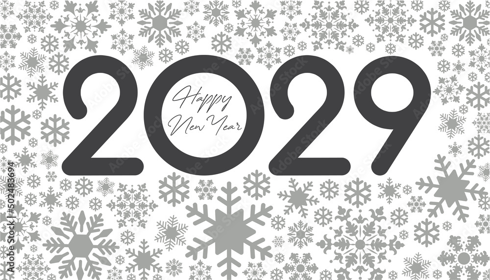 2029 Happy New Year in golden design, Holiday greeting card design. - obrazy, fototapety, plakaty 