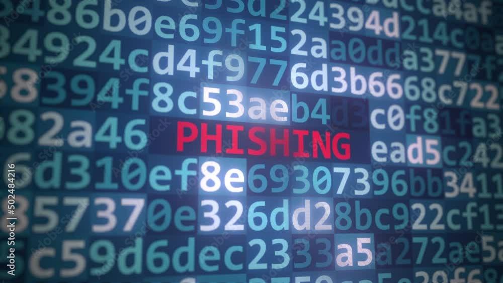 PHISHING text and source code on the computer monitor PHISHING text and source code on the computer monitor