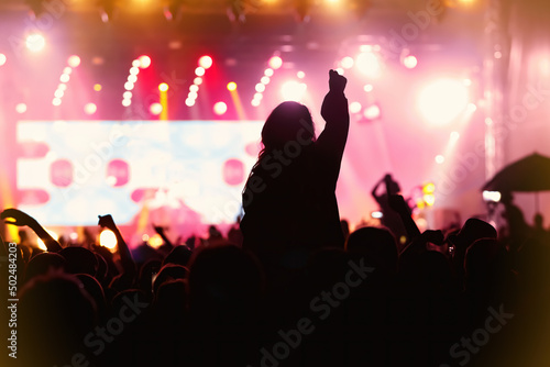 Raised hands of the fan during a concert.