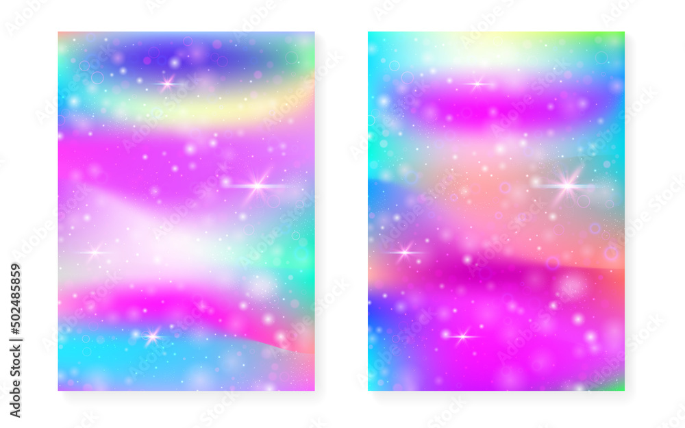 Unicorn background with kawaii magic gradient. Princess rainbow hologram. Unicorn background with kawaii magic gradient. Princess rainbow hologram.