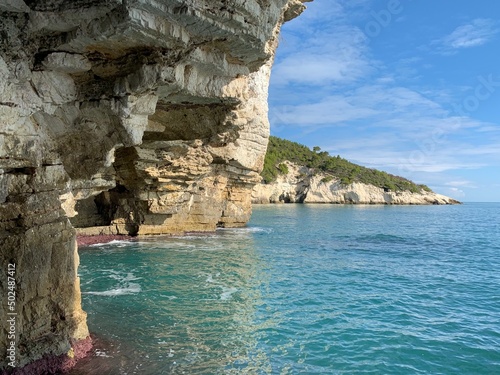 Fototapeta Naklejka Na Ścianę i Meble -  Küste Apulien - Gargano Nationalpark - Kalksteinfelsen am Meer - Adria in Italien, Europa