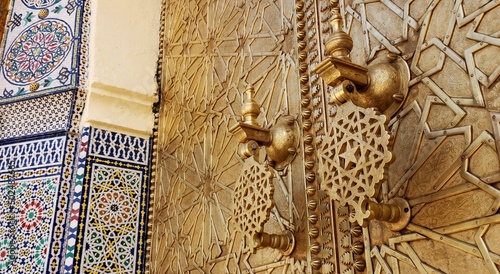 traditional geat silver door arabic design royal place entrence photo