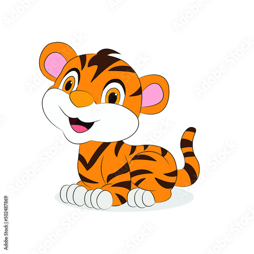 Vector illustration of cute baby tiger