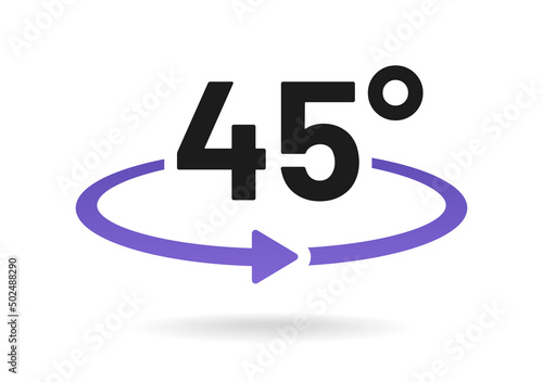 45 Degrees Angle outline icon. 45 degree view isolated on white background.