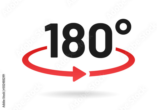 180 degrees icon on white background.